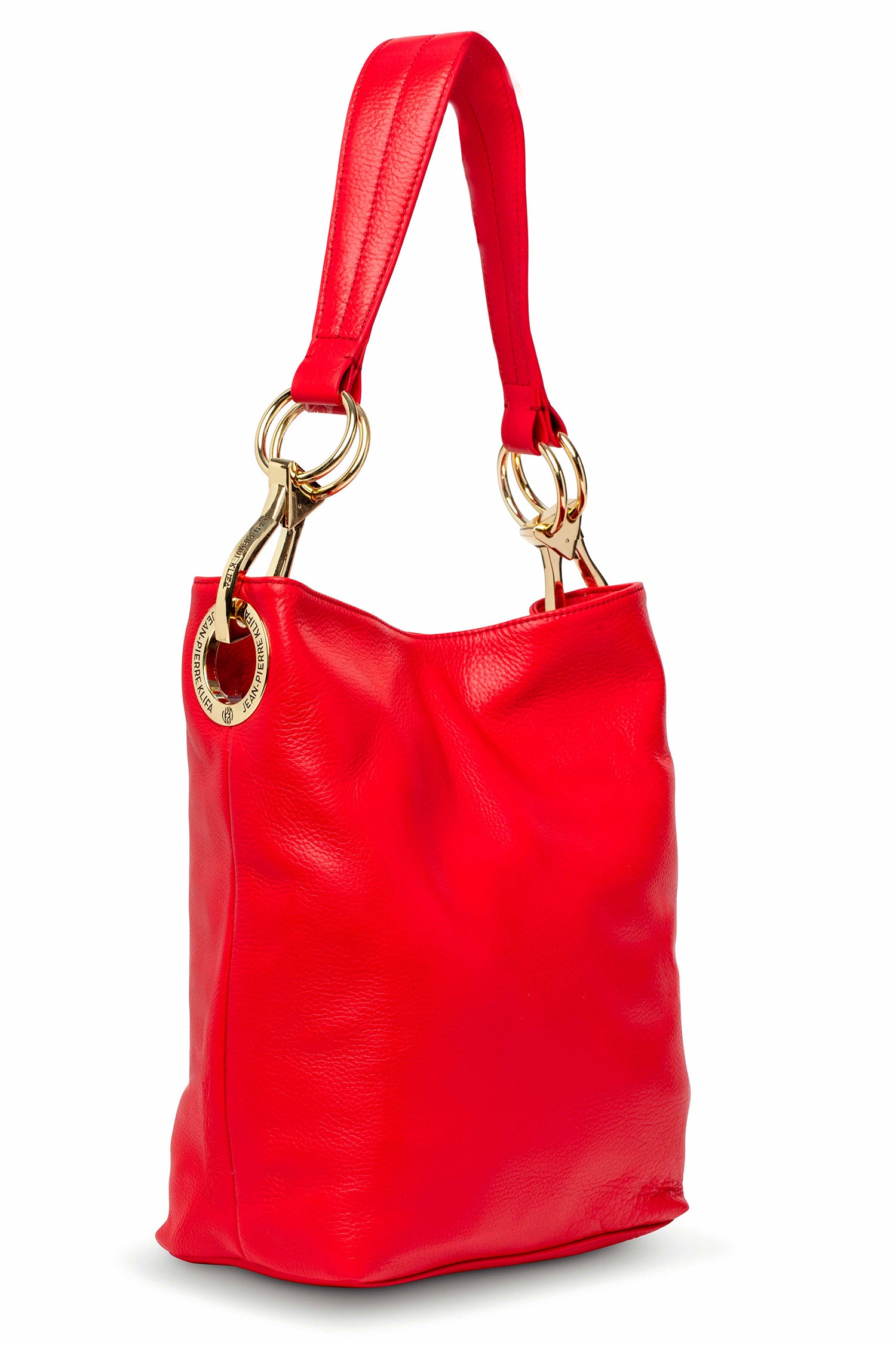 Leather Bucket Bag Red Handbag Jean-Pierre Klifa   