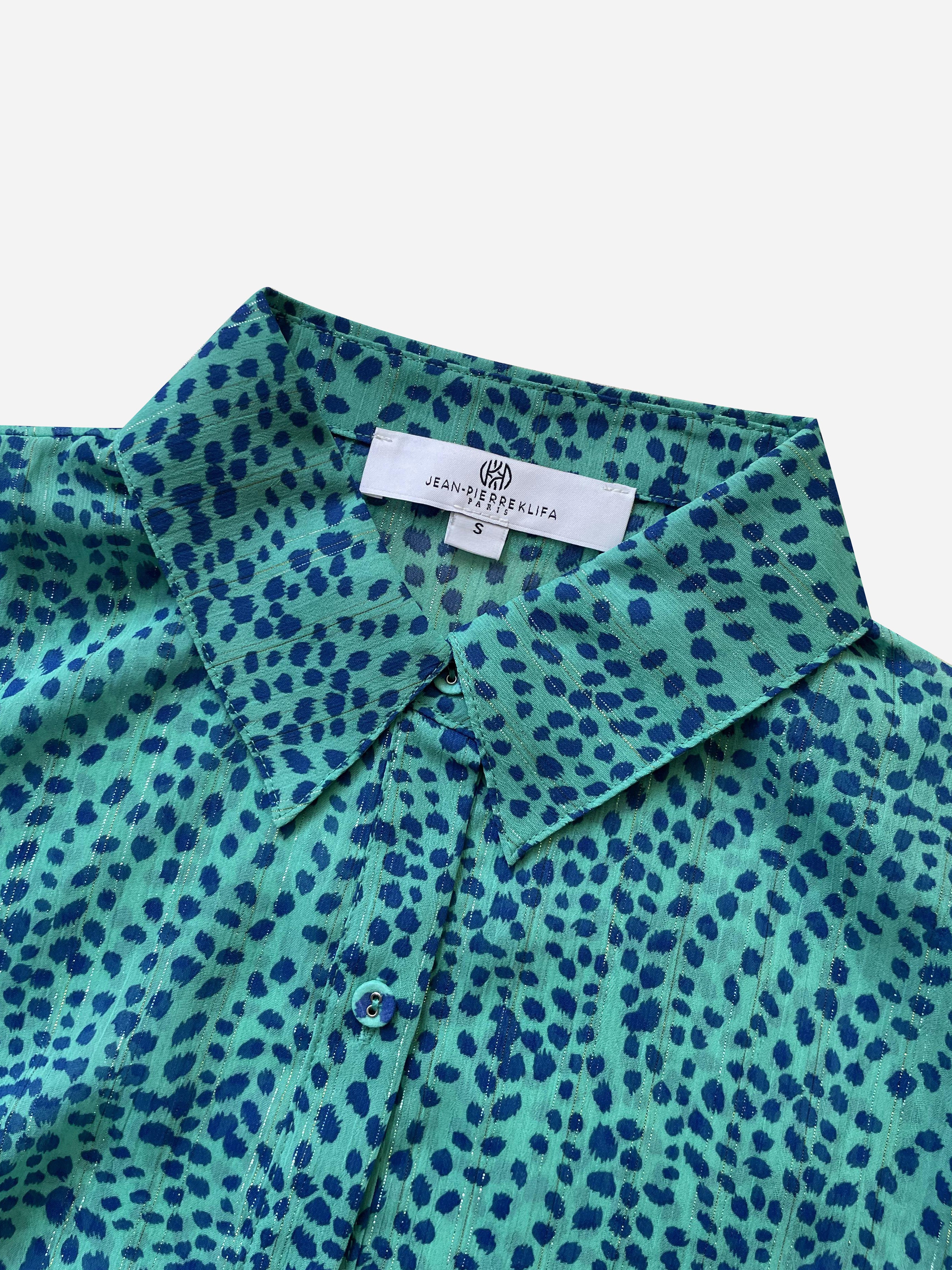 Checkered Shirt Wild Dots Aqua Tops Jean-Pierre Klifa   