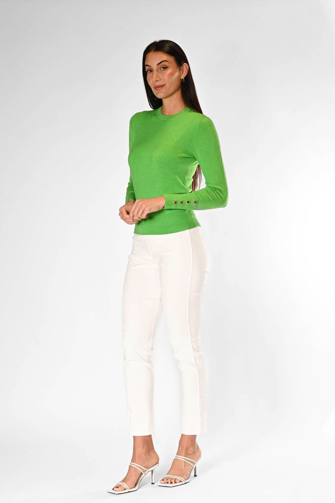 Z Button Sweater - Lawn Green – jeanpierreklifa.com