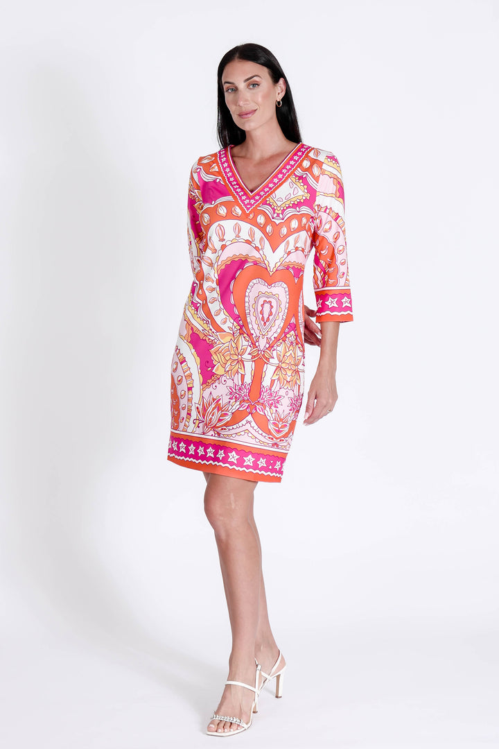 Daphne V Neck Dress Augusta Red APPAREL - DRESS jeanpierreklifa.com