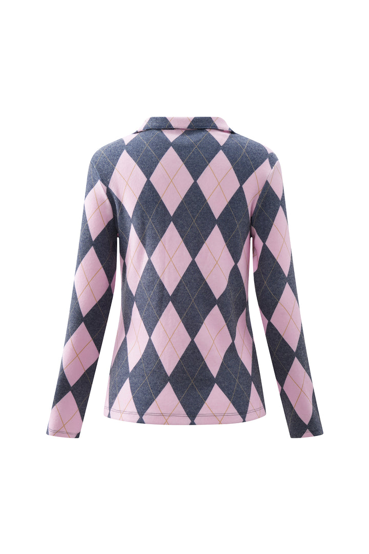 Golf Top Argyle Navy/Pale Pink APPAREL - TOP - SHIRT JPK 2026