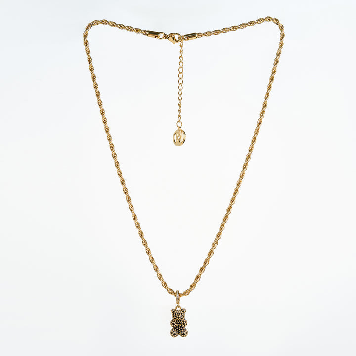Teddy Bear Necklace, Gold/Black ACCESSORY - NECKLACE jeanpierreklifa.com