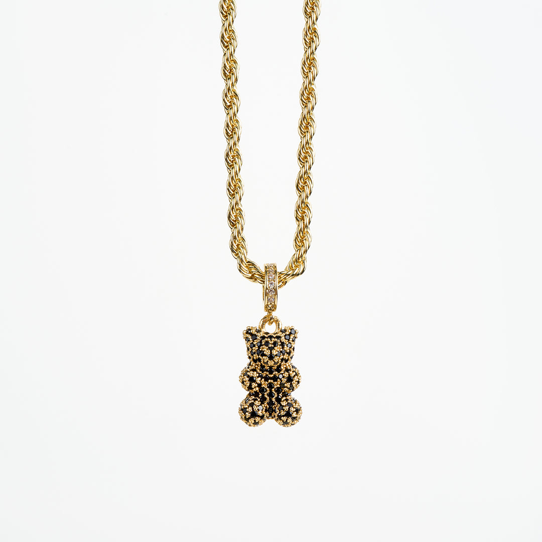 Teddy Bear Necklace, Gold/Black ACCESSORY - NECKLACE jeanpierreklifa.com