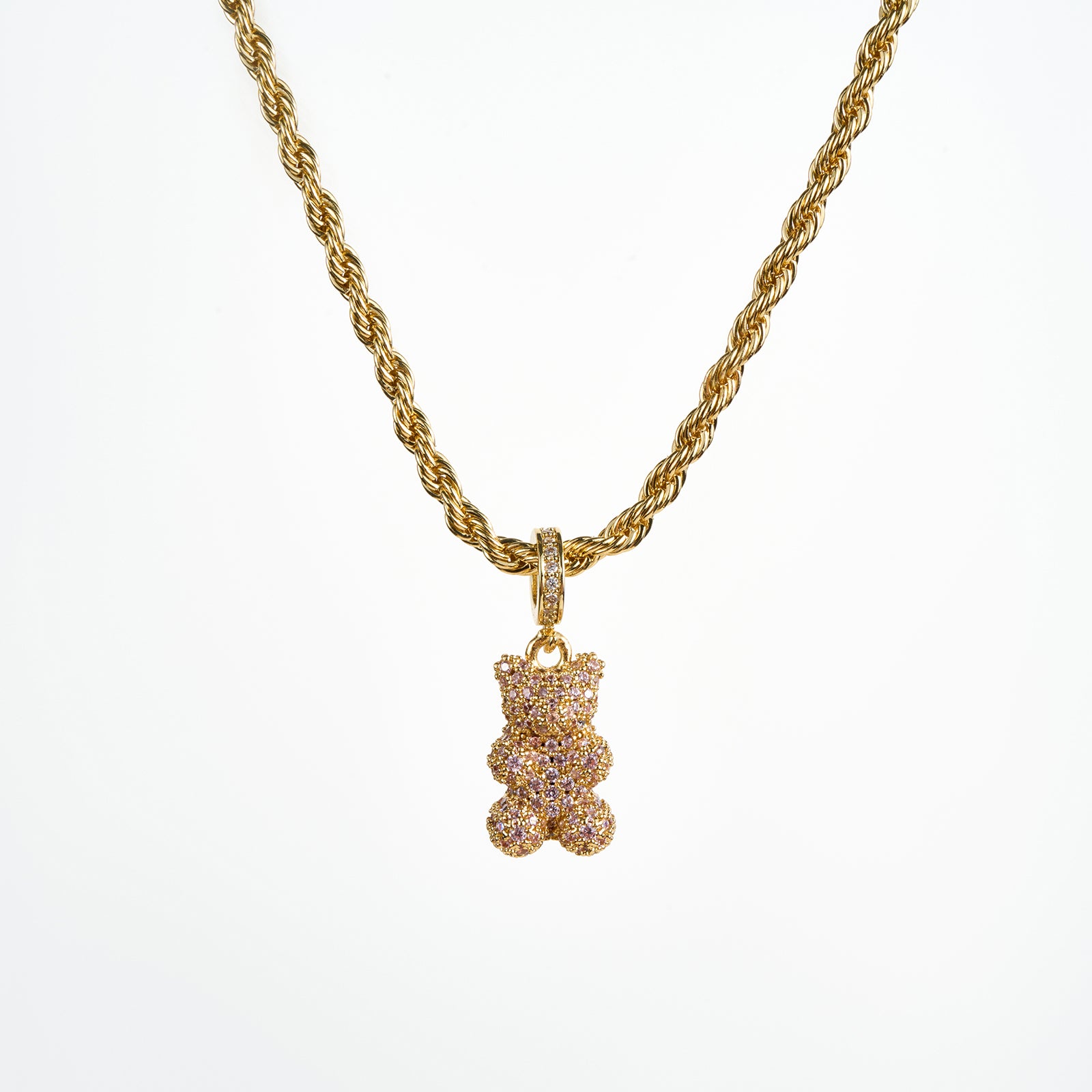 Teddy Bear Necklace, Gold/Pink – jeanpierreklifa.com