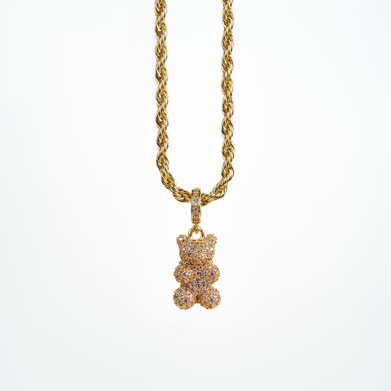 Teddy Bear Necklace, Gold/Pink – jeanpierreklifa.com