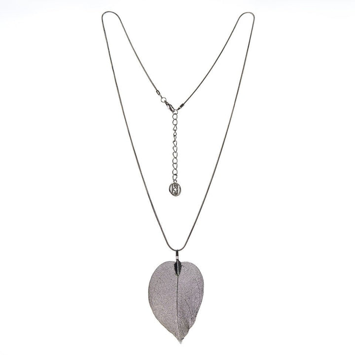Leaf Necklace, Gun Metal ACCESSORY - NECKLACE jeanpierreklifa.com