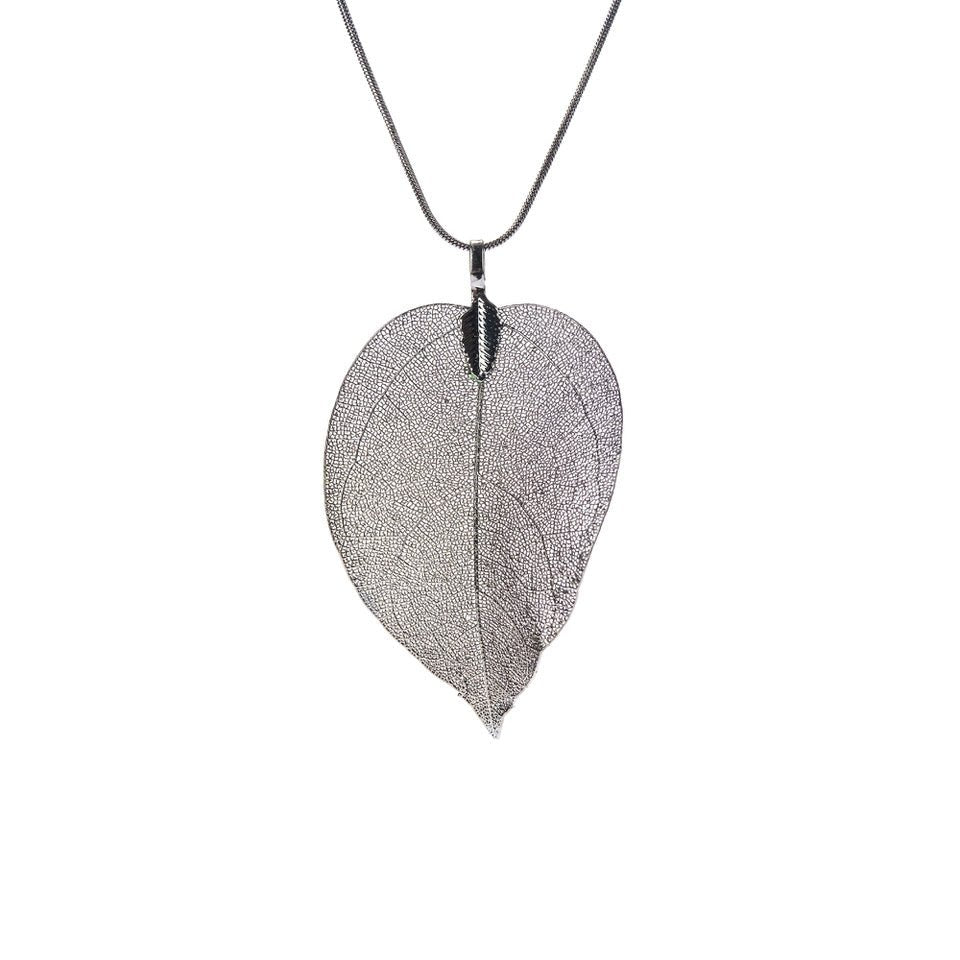 Leaf Necklace, Gun Metal ACCESSORY - NECKLACE jeanpierreklifa.com
