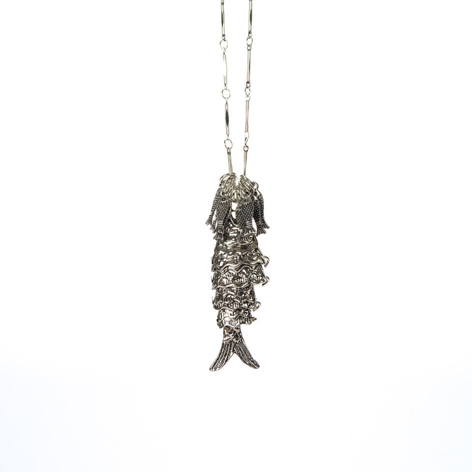 Fish Fossil Necklace, Antique Silver ACCESSORY - NECKLACE jeanpierreklifa.com