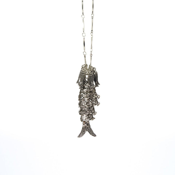Fish Fossil Necklace, Antique Silver ACCESSORY - NECKLACE jeanpierreklifa.com