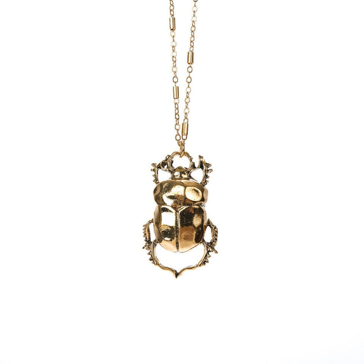Scarab Necklace, Antique Gold ACCESSORY - NECKLACE jeanpierreklifa.com
