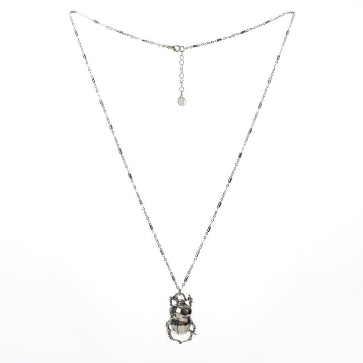 Scarab Necklace, Antique Silver