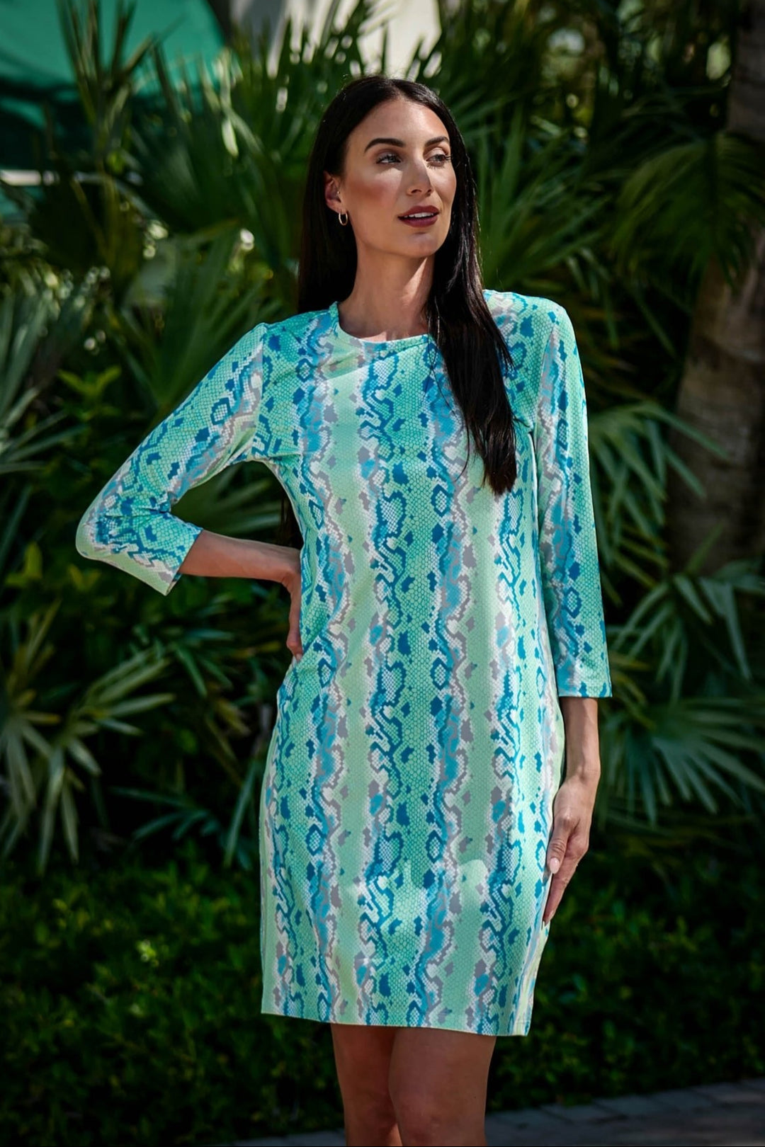 Daphne Dress Aqua Snake L Daphne Dress Aqua Snake L