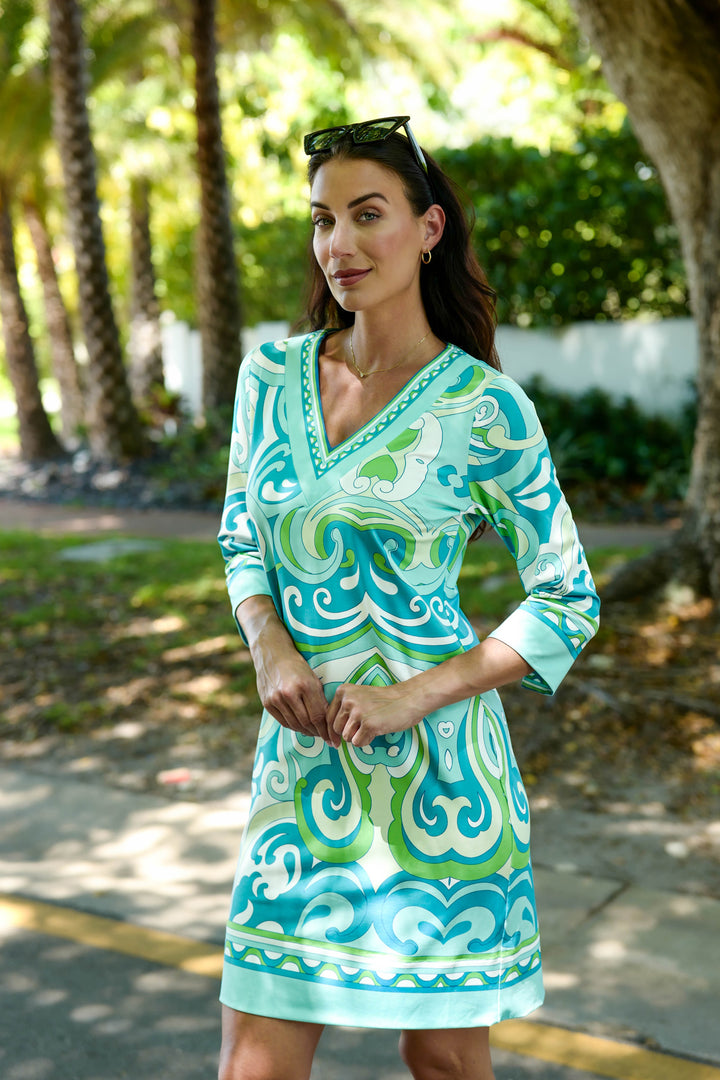 Daphne V Neck Dress Augusta Blue APPAREL - DRESS jeanpierreklifa.com