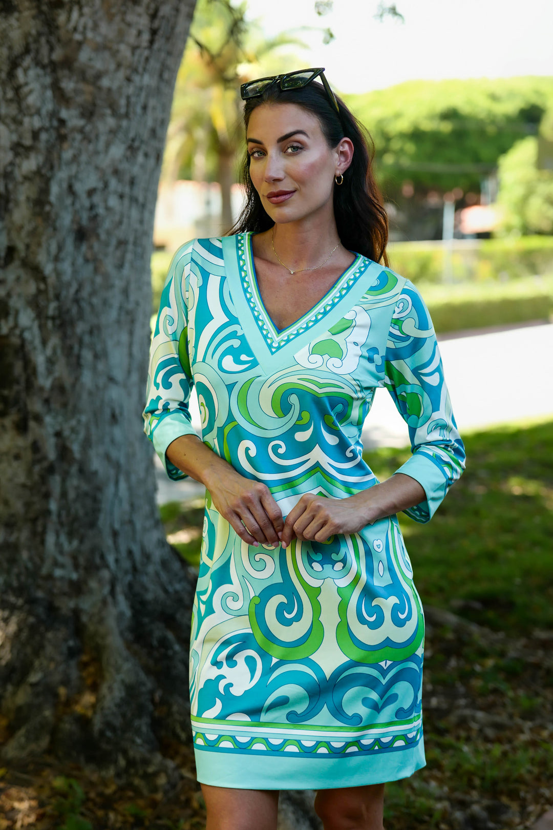 Daphne V Neck Dress Augusta Blue APPAREL - DRESS jeanpierreklifa.com