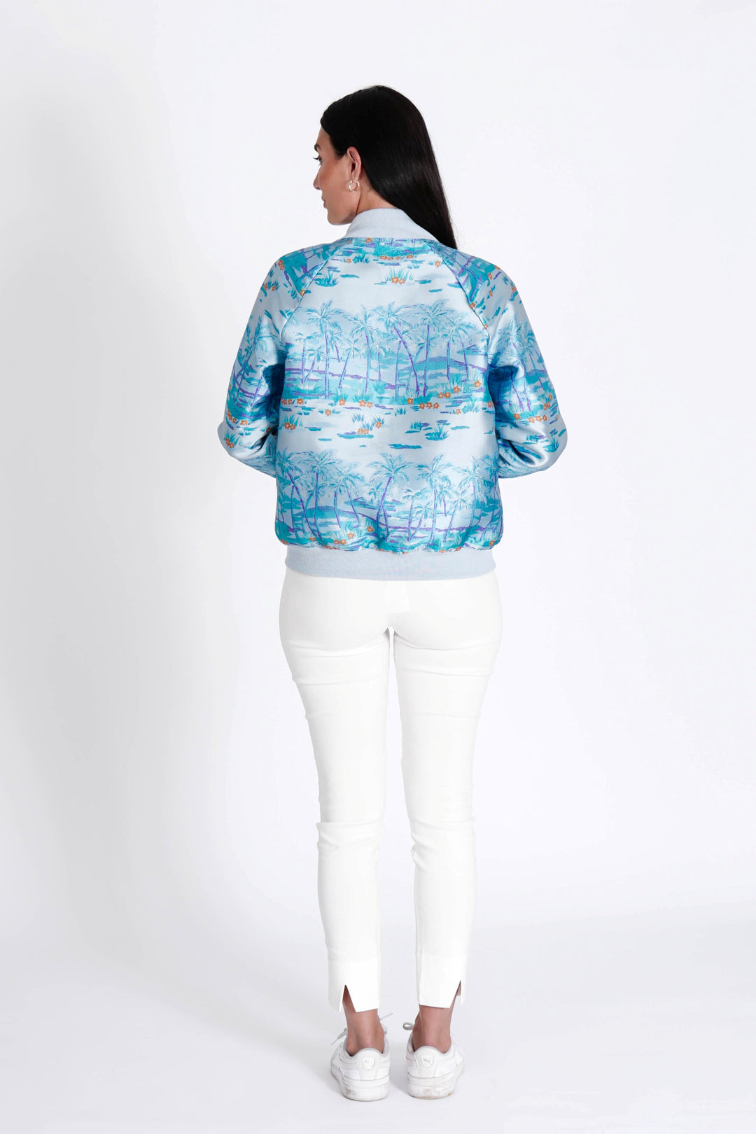 Bomber Jacket Hawaian Palms Blue APPAREL - TOP jeanpierreklifa.com