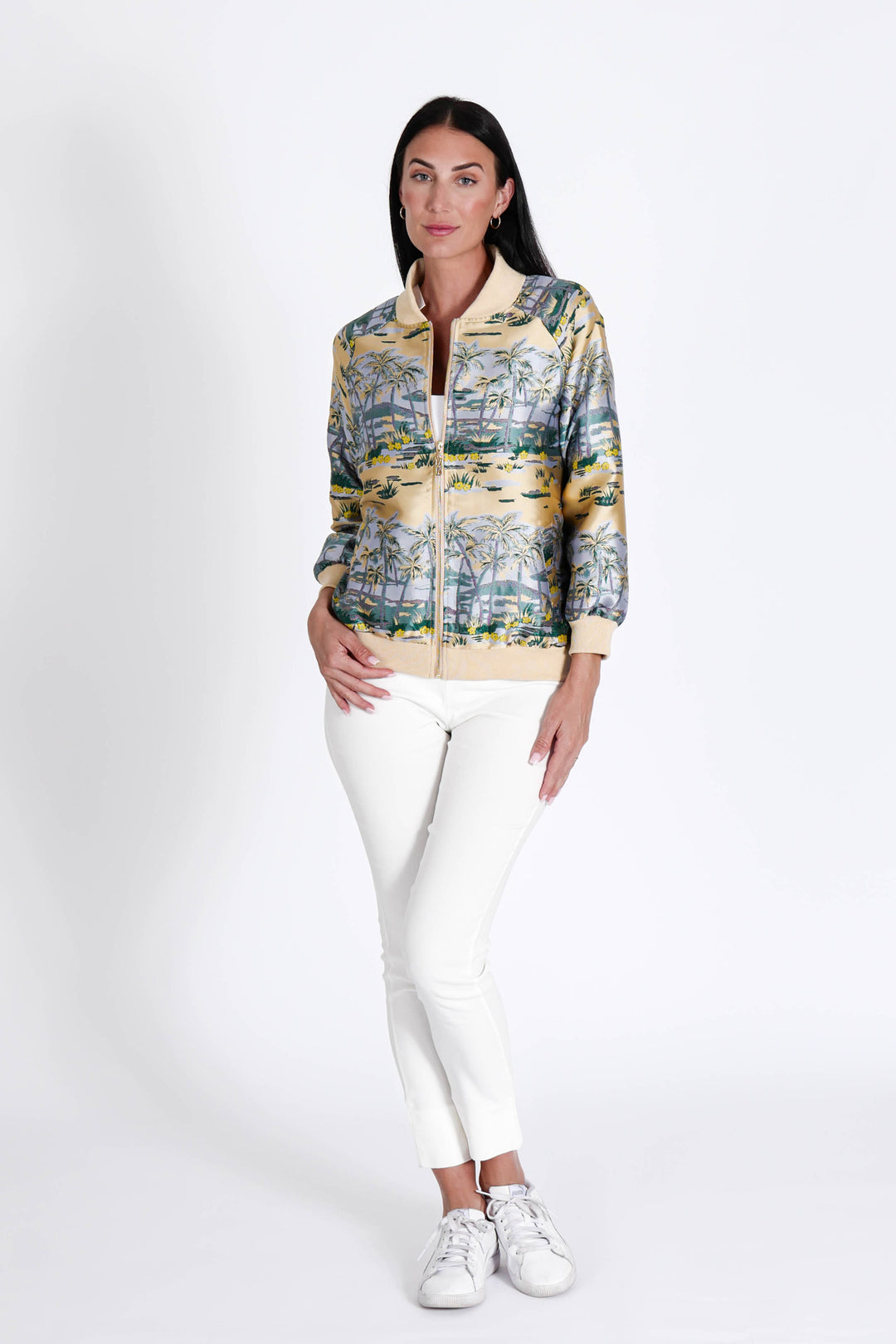 Bomber Jacket Hawaian Palms Gold APPAREL - TOP jeanpierreklifa.com