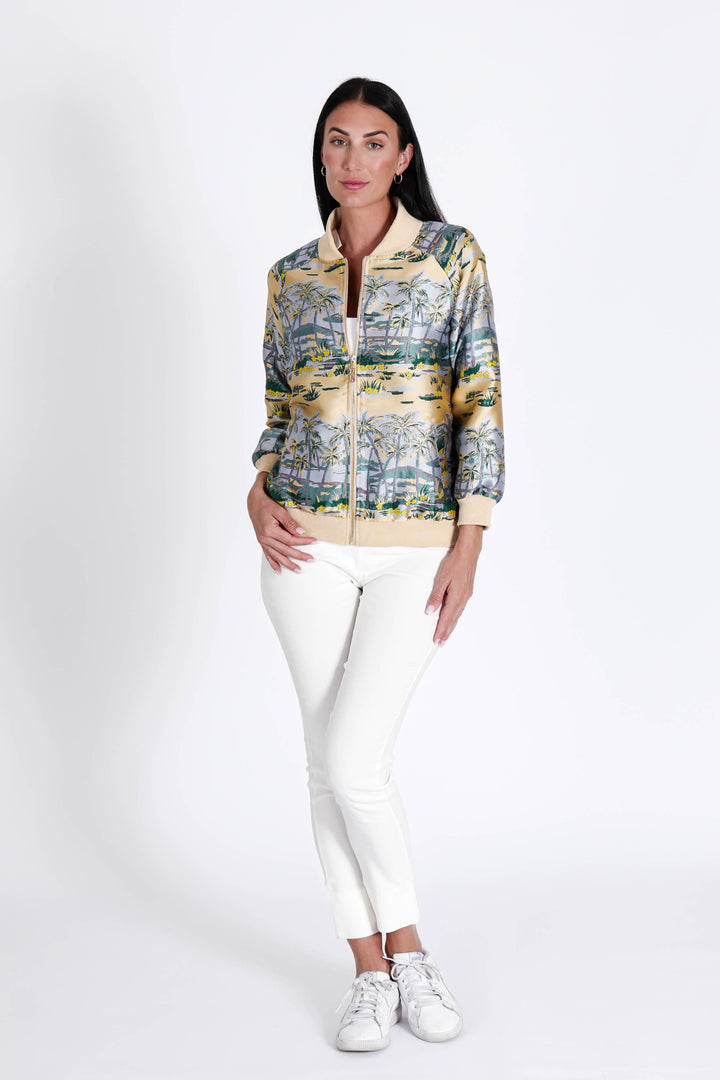 Bomber Jacket Hawaian Palms Gold APPAREL - TOP jeanpierreklifa.com