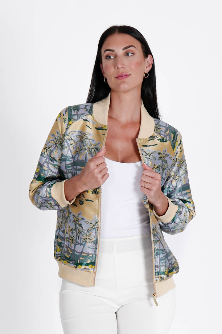 Bomber Jacket Hawaian Palms Gold APPAREL - TOP JPK 2026