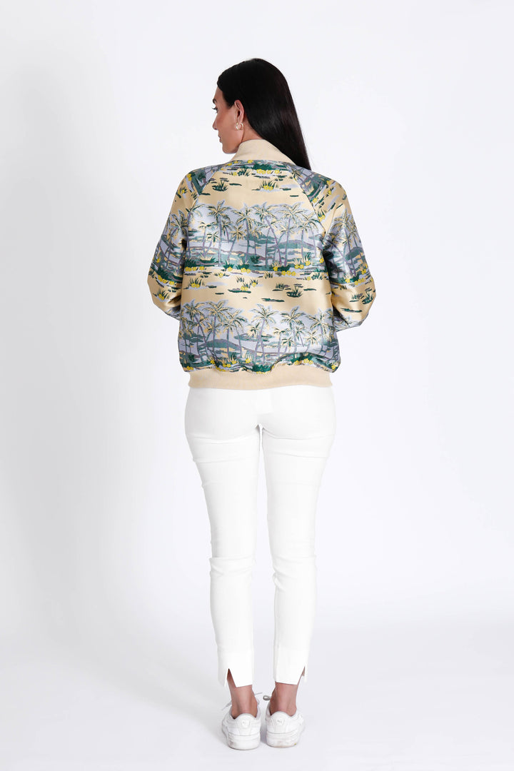 Bomber Jacket Hawaian Palms Gold APPAREL - TOP jeanpierreklifa.com
