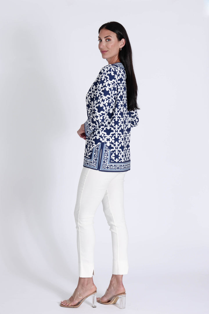 Alexandra Top Iron Gates Navy APPAREL - TOP jeanpierreklifa.com