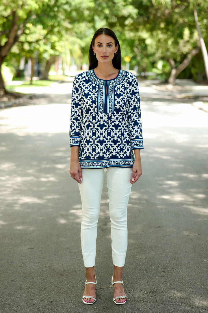 Alexandra Top Iron Gates Navy APPAREL - TOP jeanpierreklifa.com