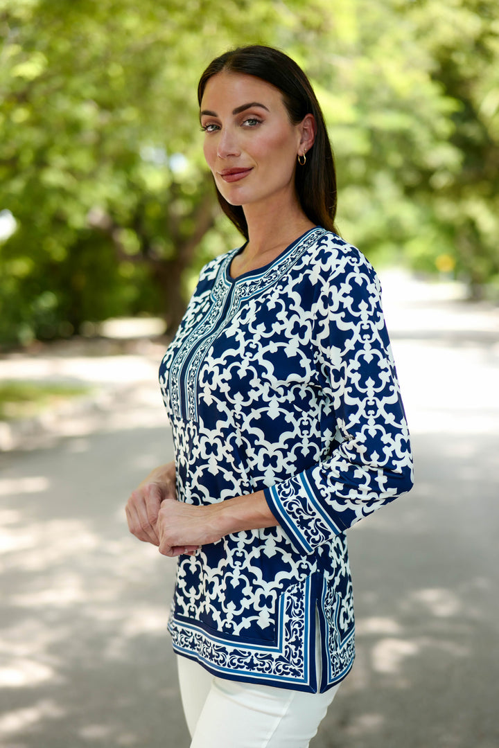 Alexandra Top Iron Gates Navy APPAREL - TOP jeanpierreklifa.com