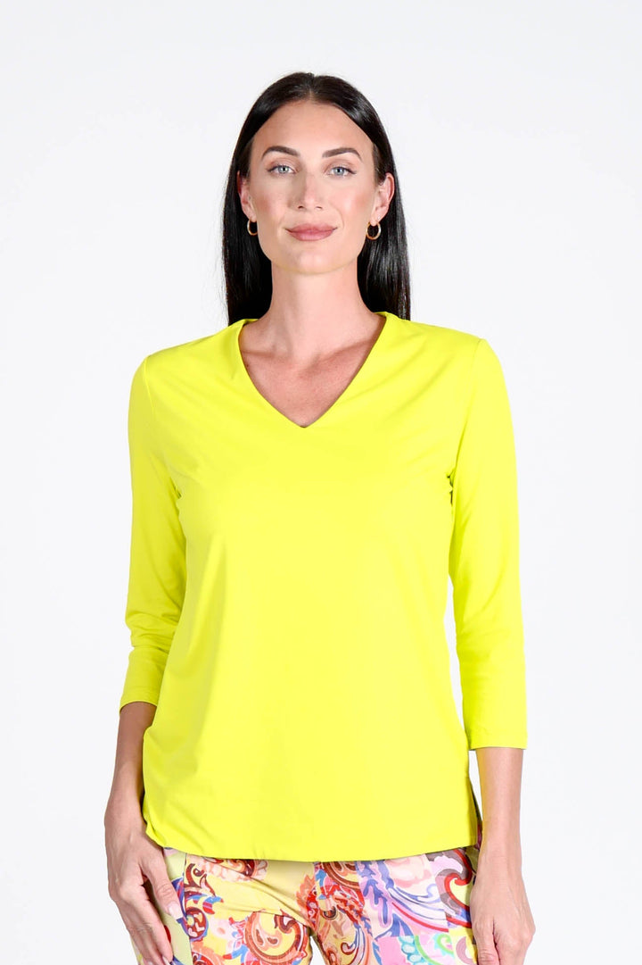 V-Neck Solid Top Citron APPAREL - TOP - SHIRT jeanpierreklifa.com