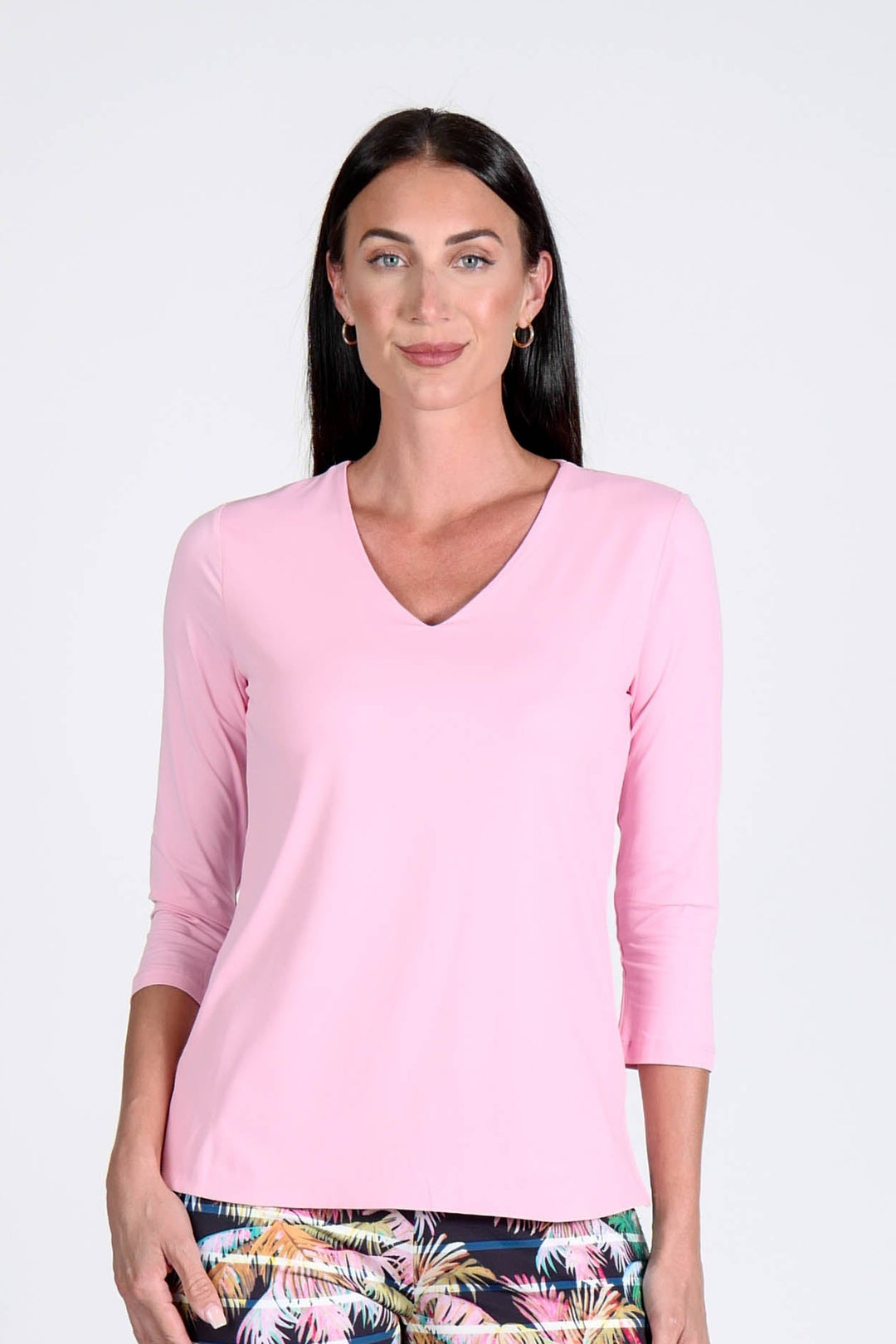 V-Neck Solid Top Rose APPAREL - TOP - SHIRT jeanpierreklifa.com