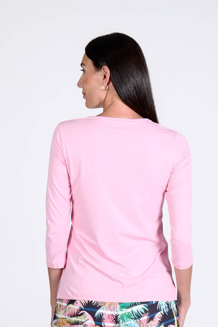 V-Neck Solid Top Rose APPAREL - TOP - SHIRT jeanpierreklifa.com