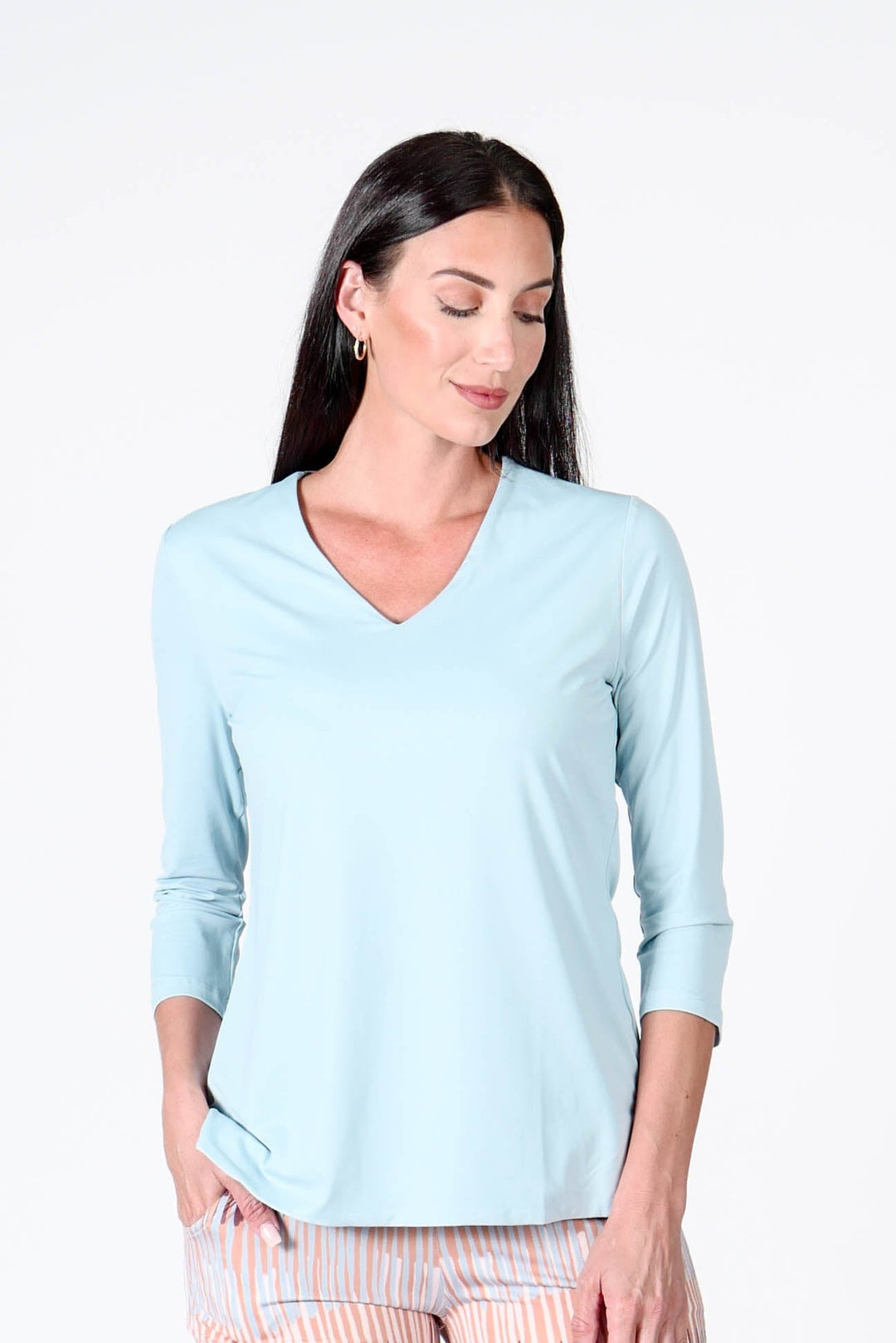 V-Neck Top Sky APPAREL - TOP jeanpierreklifa.com