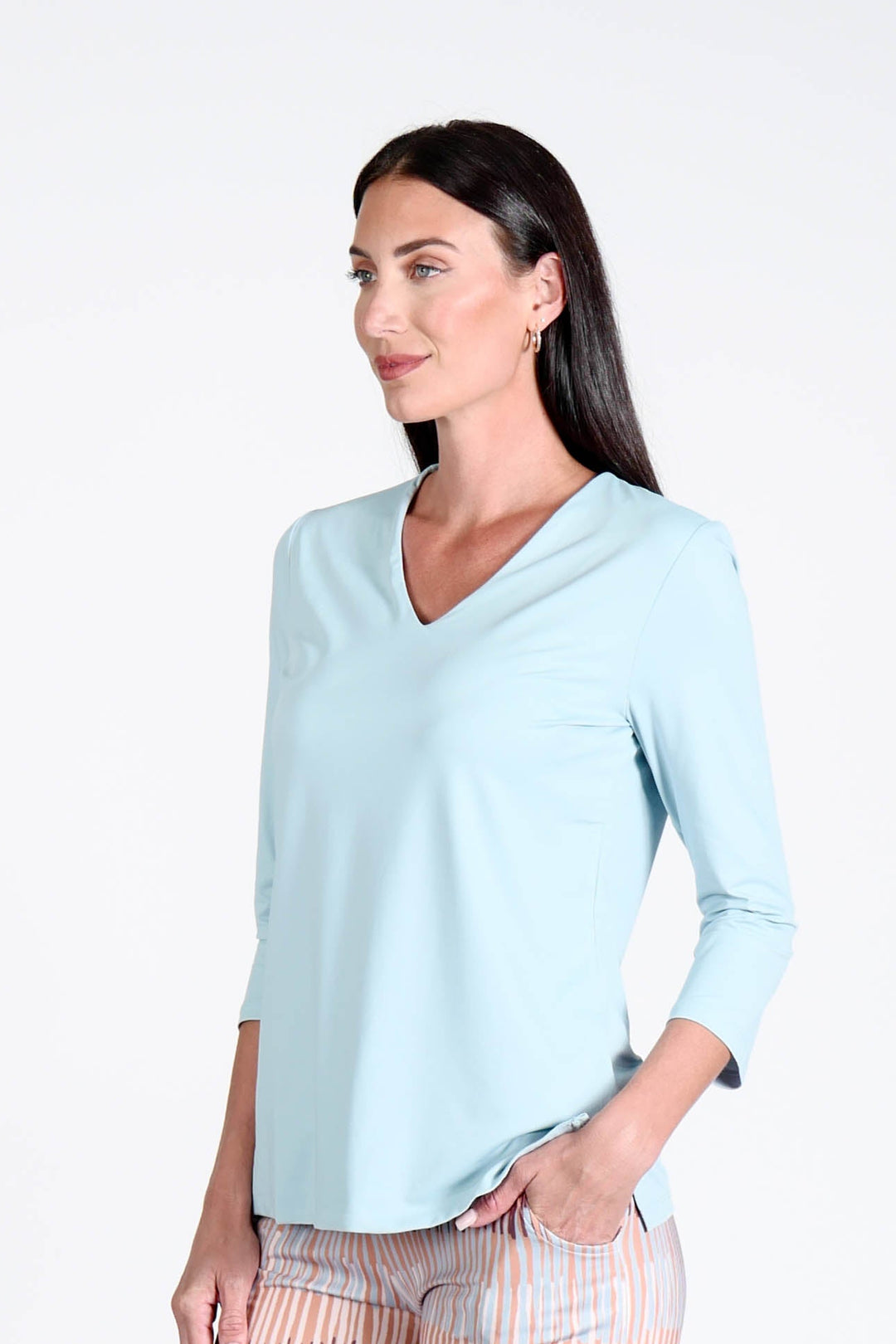 V-Neck Top Sky APPAREL - TOP jeanpierreklifa.com