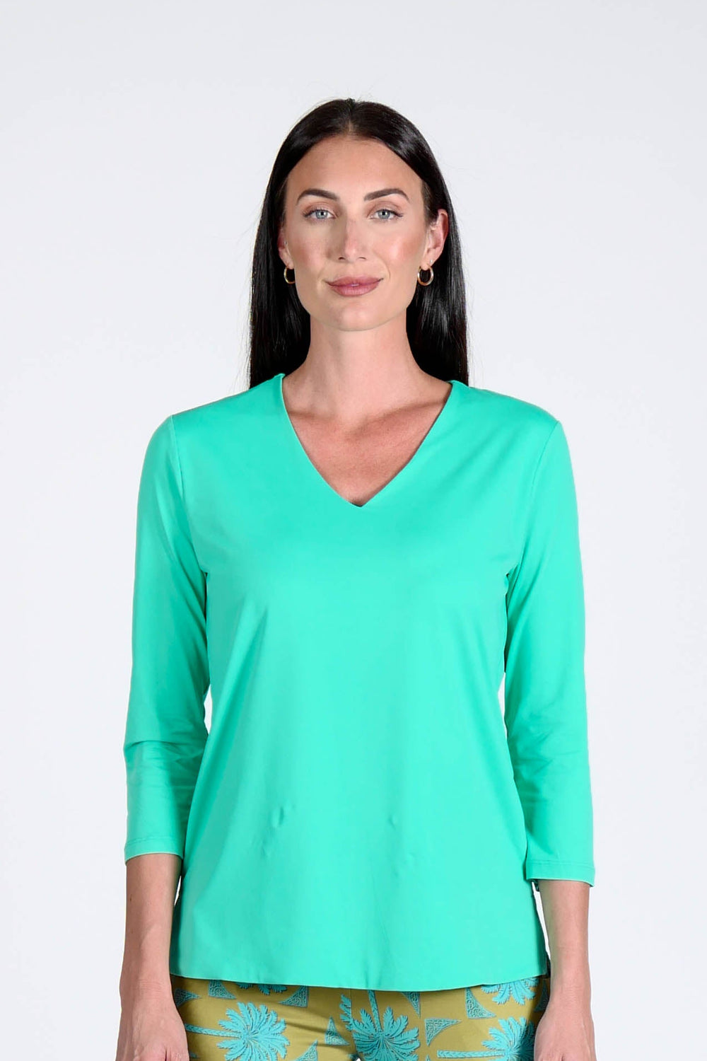 V-Neck Solid Top Bubble Gum APPAREL - TOP - SHIRT jeanpierreklifa.com XXS