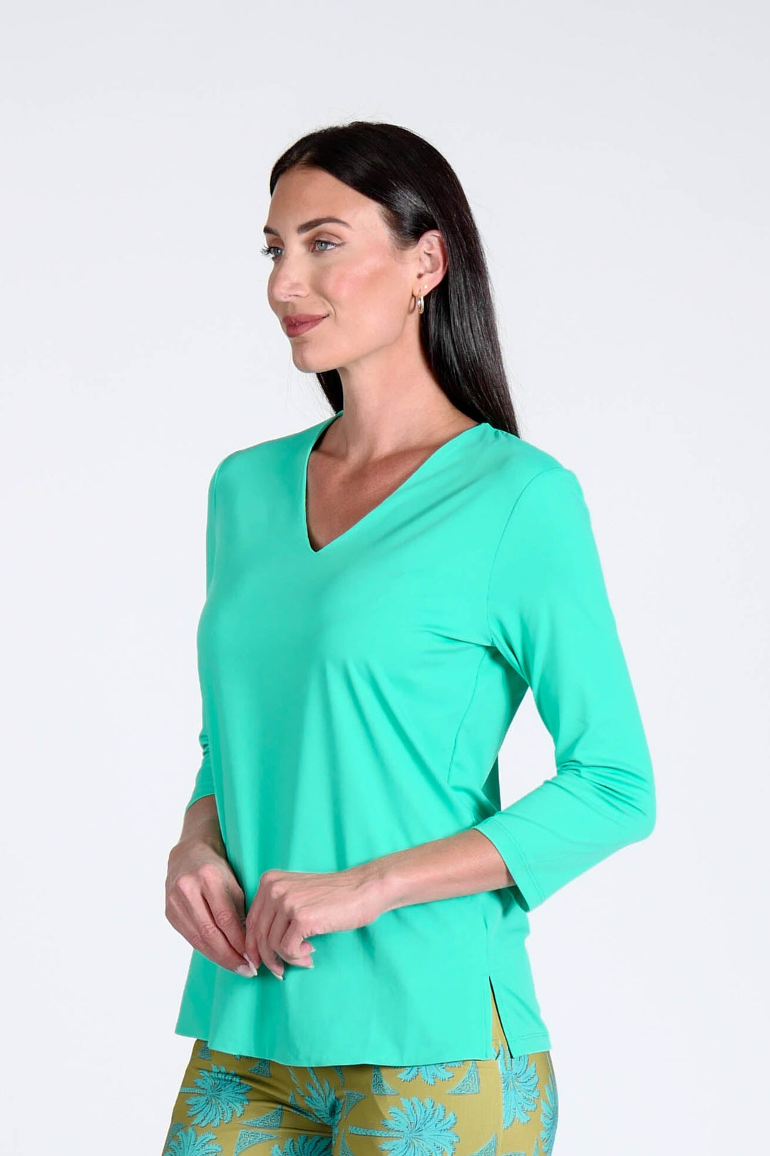 V-Neck Solid Top Bubble Gum APPAREL - TOP - SHIRT jeanpierreklifa.com