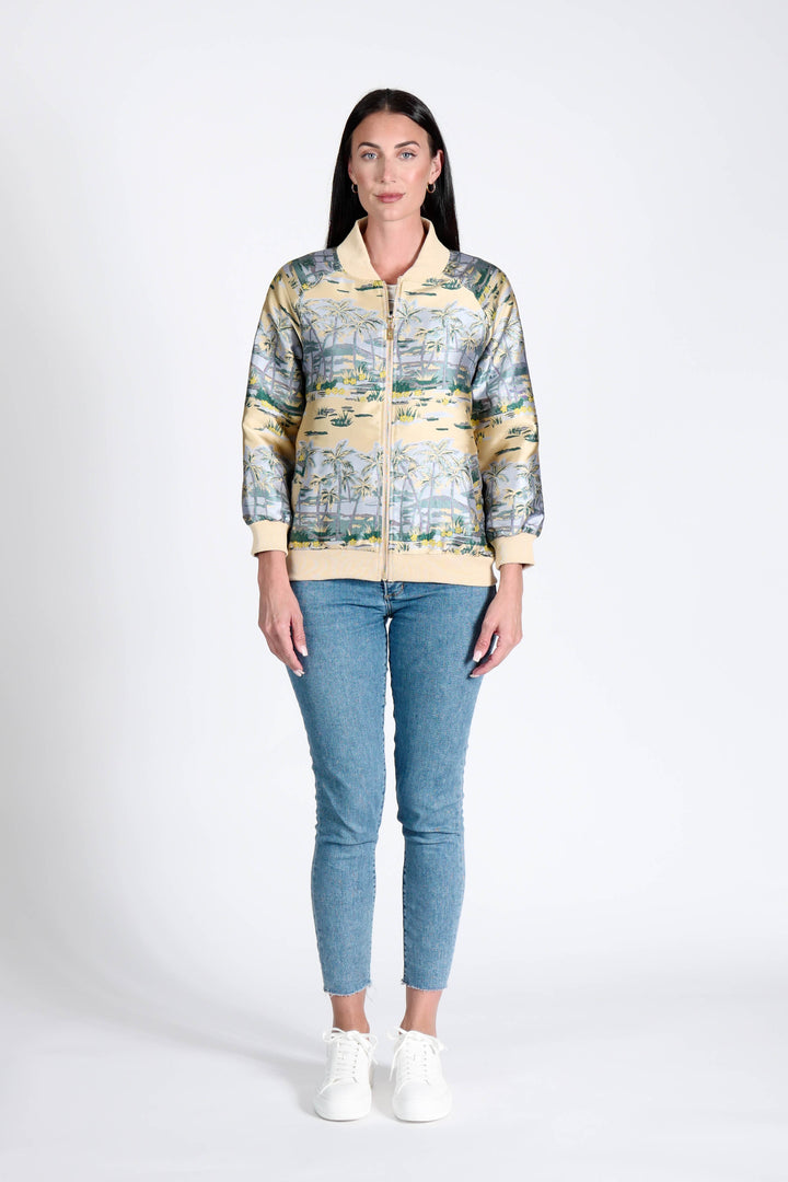 Bomber Jacket Hawaian Palms Gold APPAREL - TOP jeanpierreklifa.com