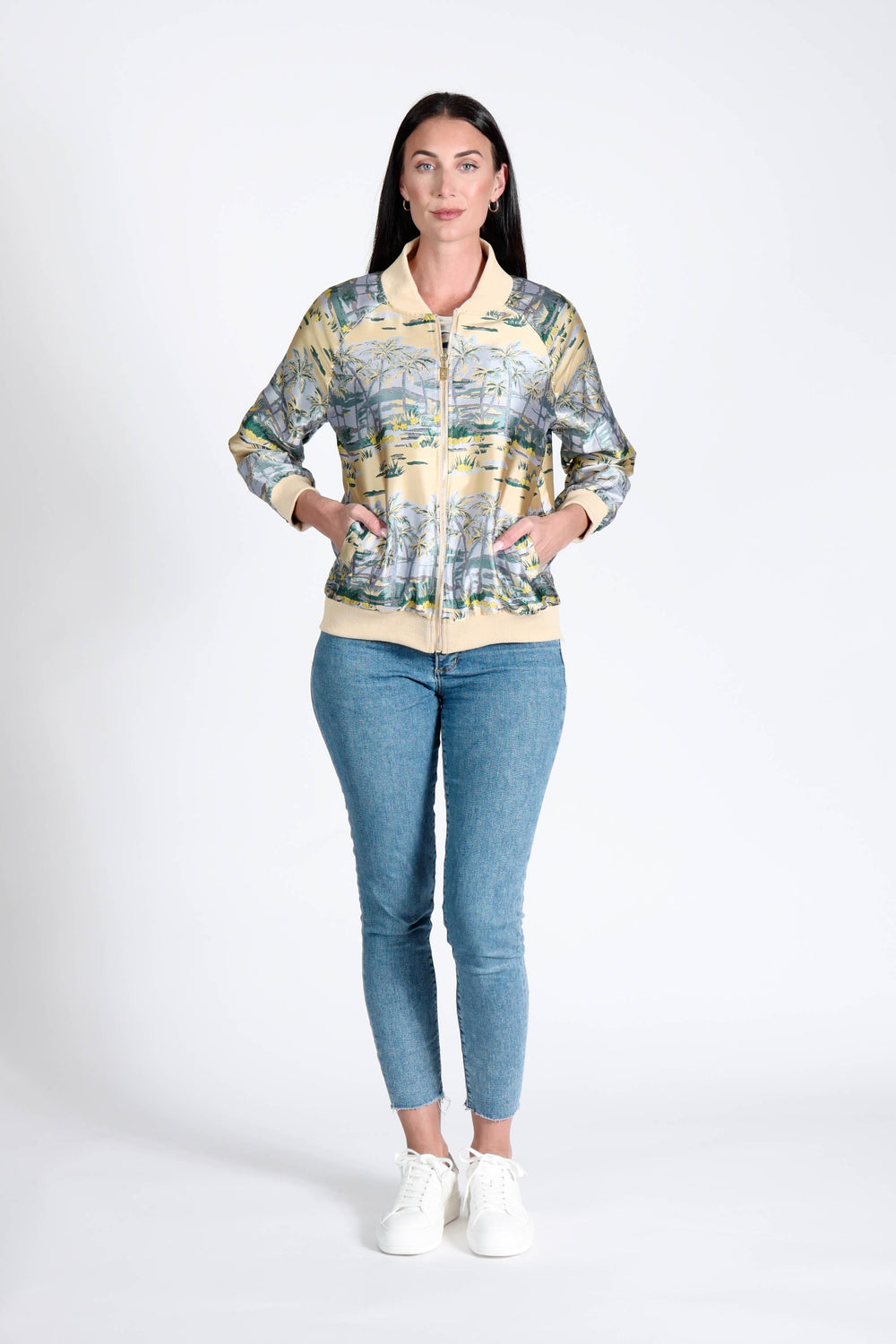 Bomber Jacket Hawaian Palms Gold APPAREL - TOP jeanpierreklifa.com