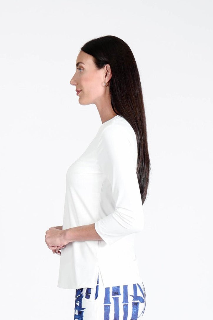 V-Neck Solid Top White APPAREL - TOP - SHIRT jeanpierreklifa.com