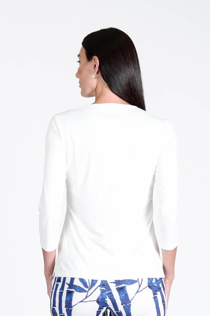 V-Neck Solid Top White APPAREL - TOP - SHIRT jeanpierreklifa.com