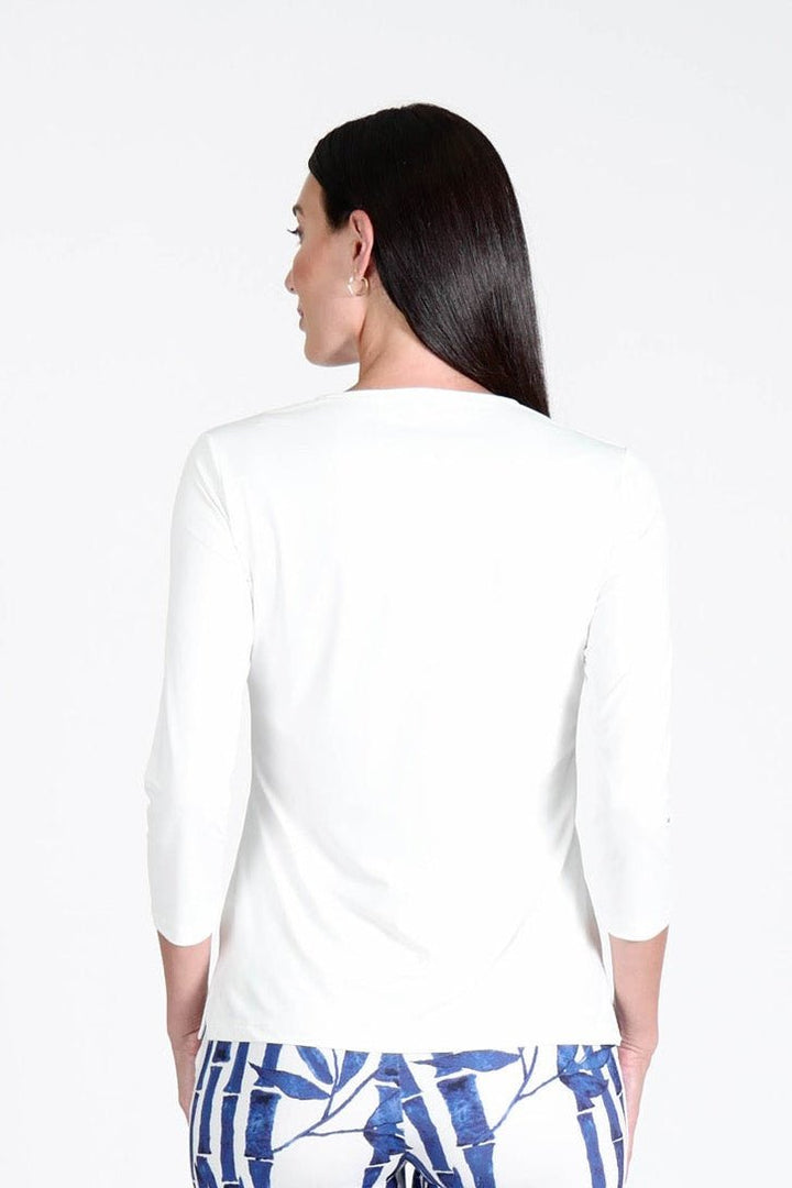 V-Neck Solid Top White APPAREL - TOP - SHIRT jeanpierreklifa.com
