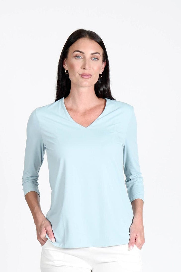 V-Neck Top Sky APPAREL - TOP jeanpierreklifa.com