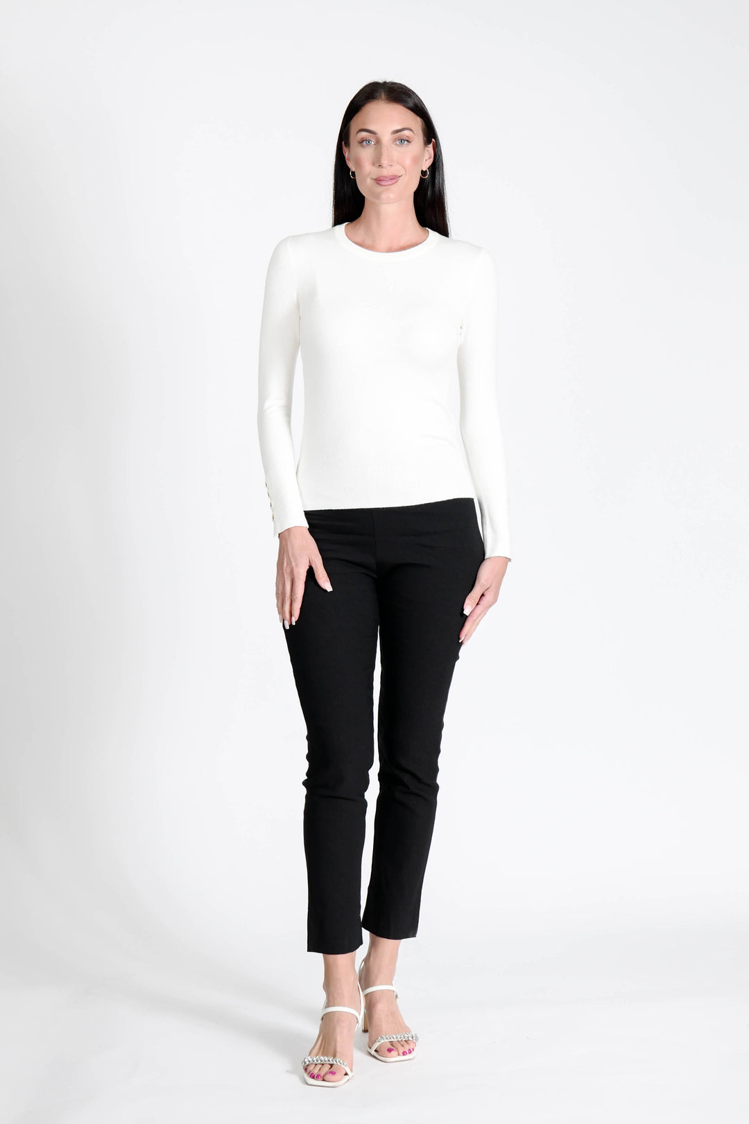 Z Button Sweater White APPAREL - TOP - SWEATER jeanpierreklifa.com