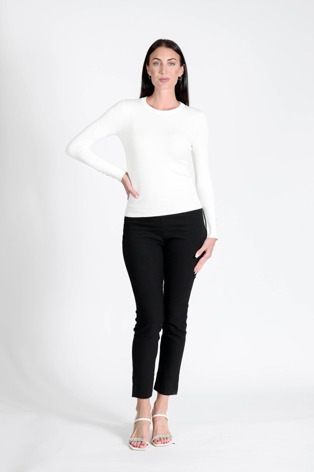 Z Button Sweater White APPAREL - TOP - SWEATER jeanpierreklifa.com