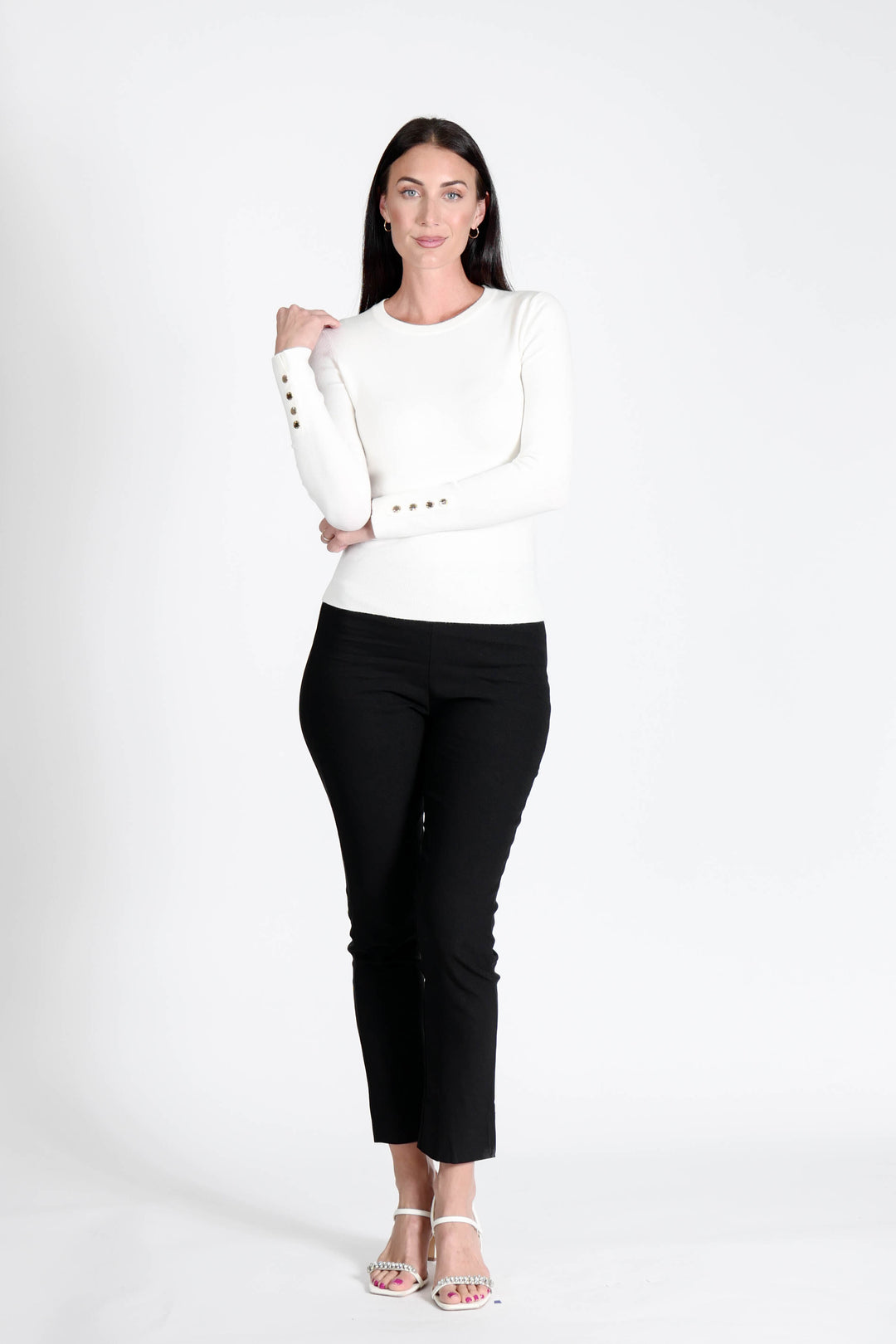 Z Button Sweater White APPAREL - TOP - SWEATER jeanpierreklifa.com