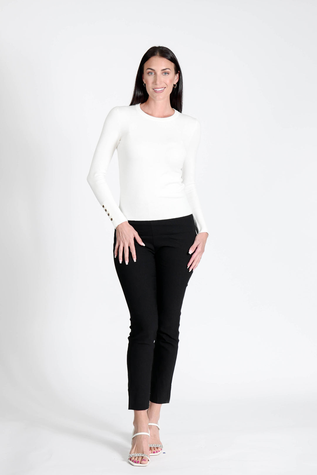 Z Button Sweater White APPAREL - TOP - SWEATER jeanpierreklifa.com