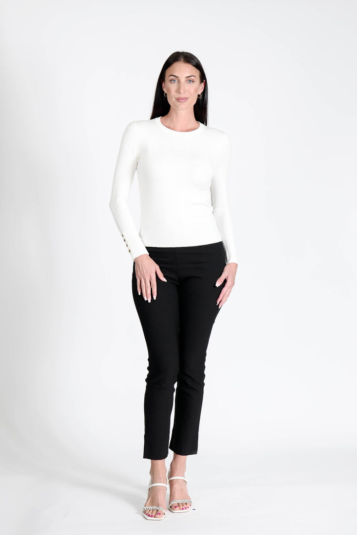 Z Button Sweater White APPAREL - TOP - SWEATER jeanpierreklifa.com