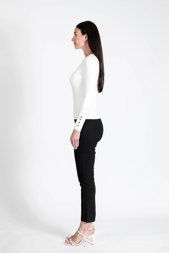 Z Button Sweater White APPAREL - TOP - SWEATER jeanpierreklifa.com