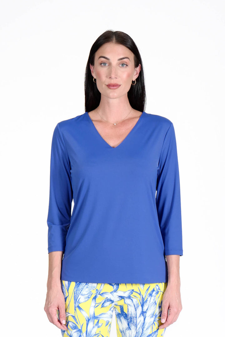V-Neck Top Royal APPAREL - TOP jeanpierreklifa.com