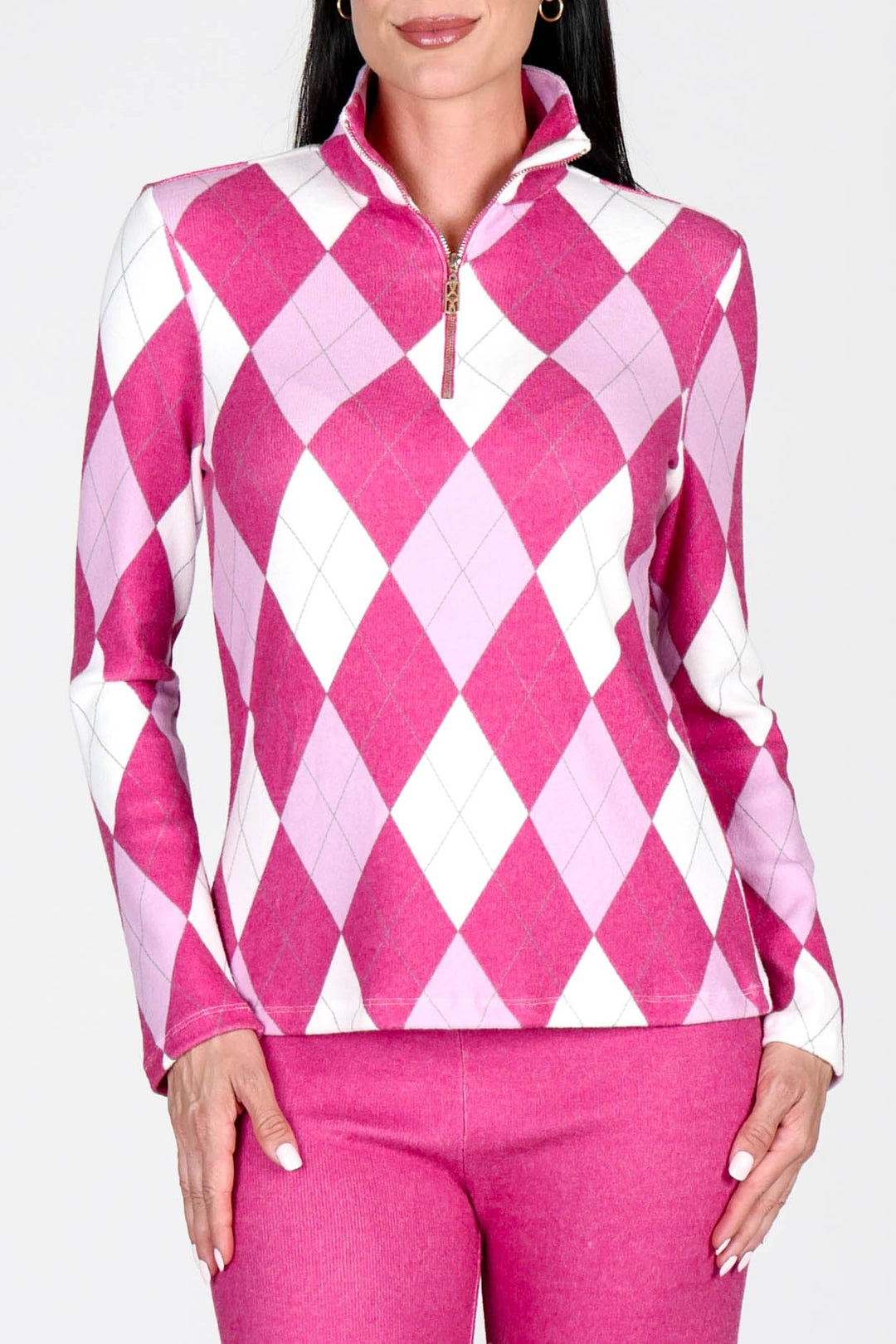 Golf Top Argyle Pink/Fuchsia APPAREL - TOP - SHIRT JPK 2027