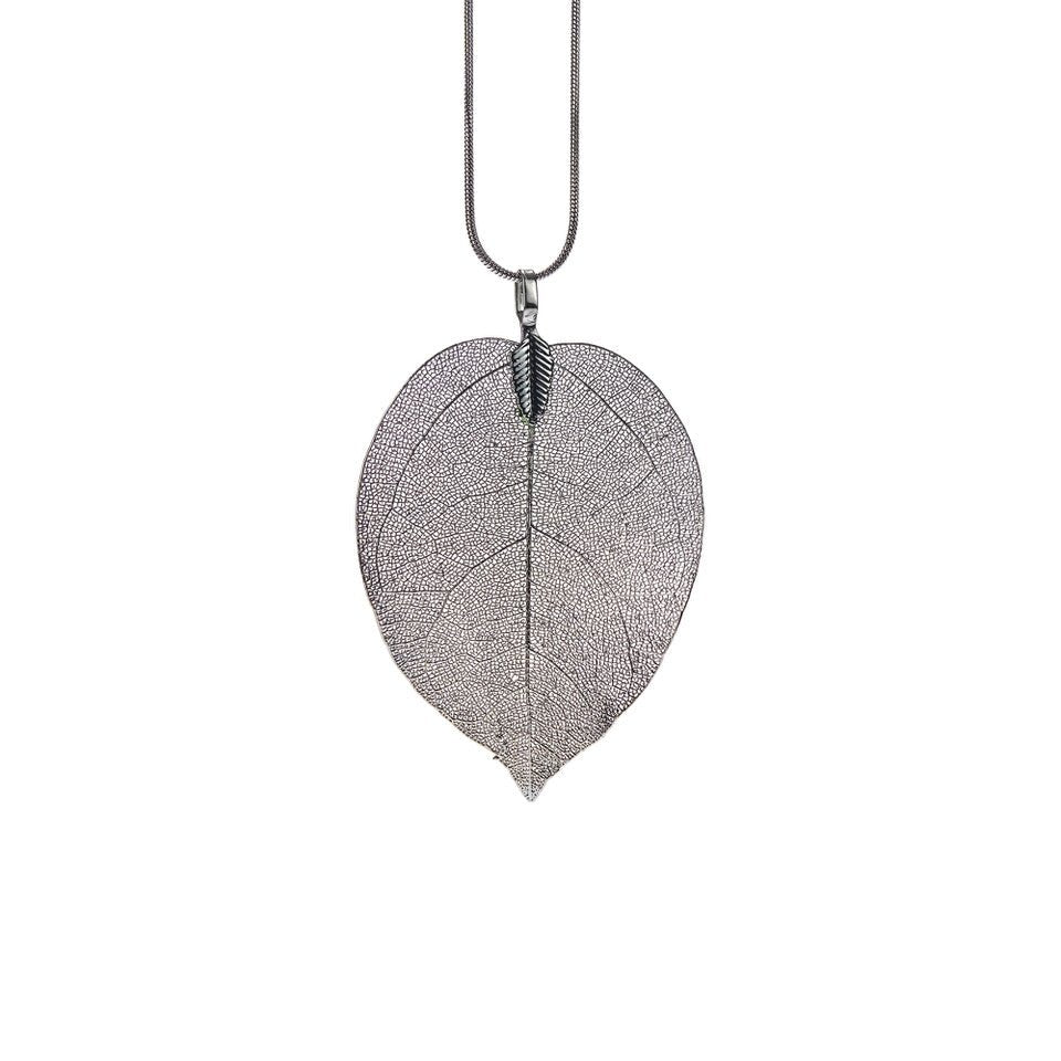 Leaf Necklace, Gun Metal ACCESSORY - NECKLACE jeanpierreklifa.com