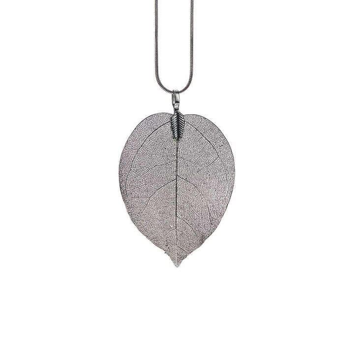 Leaf Necklace, Gun Metal ACCESSORY - NECKLACE jeanpierreklifa.com