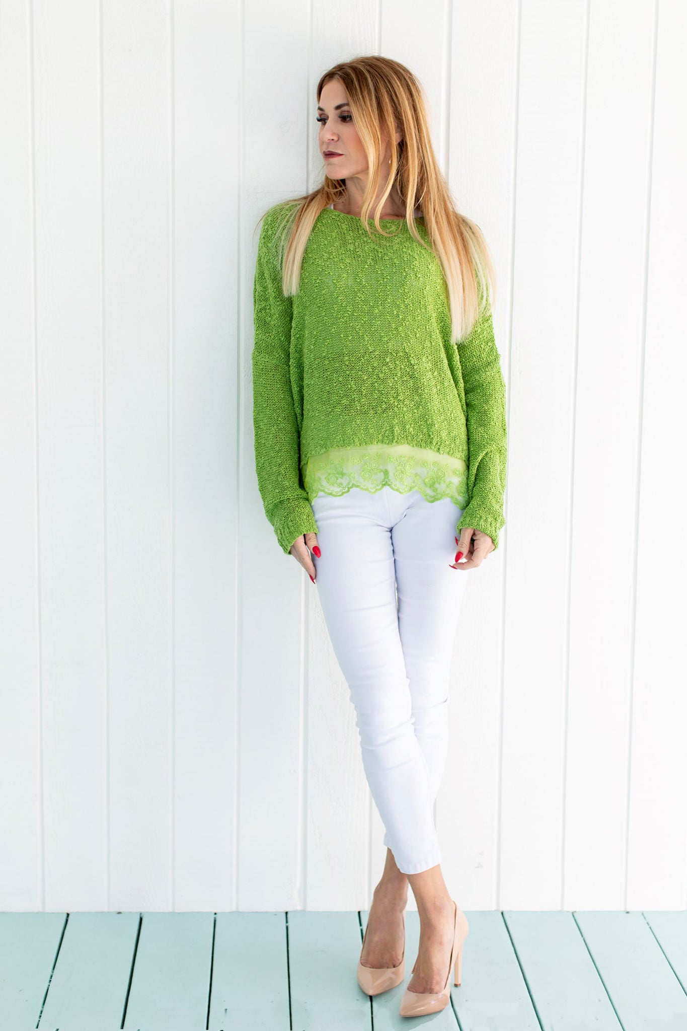 Lace Sweater Pistachio Tops JPK Outlet   